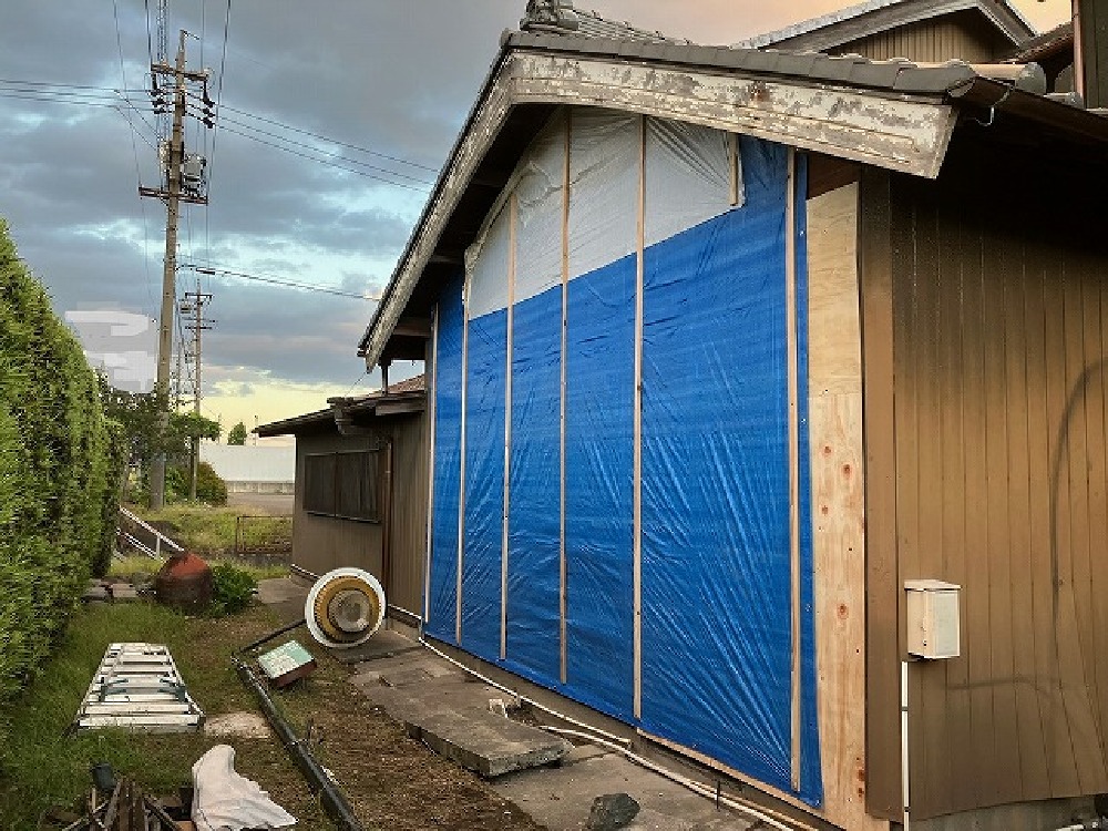 北面を解体して養生しました（山本）