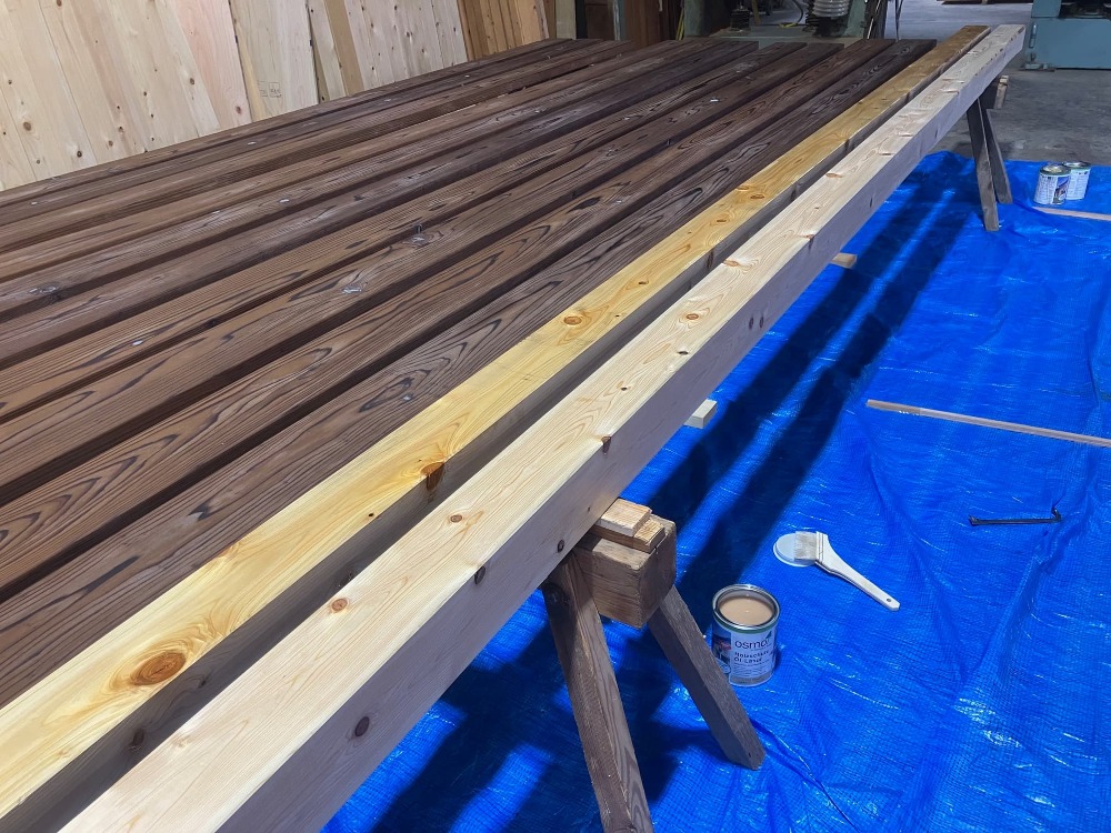 ウッドデッキ材塗装