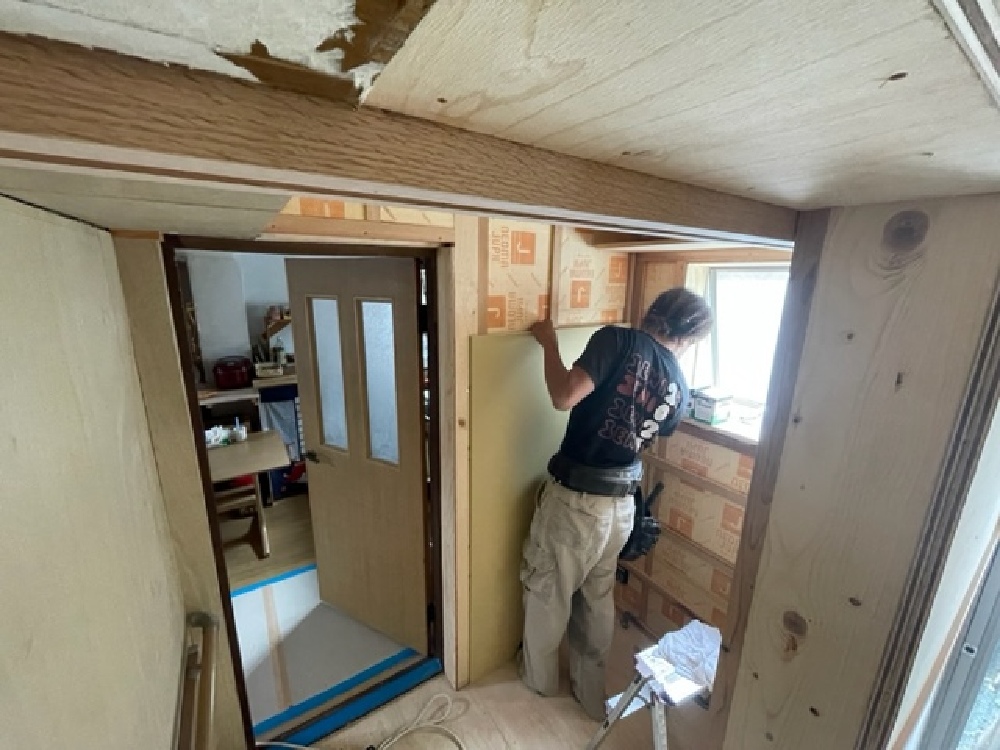 （天白区・T様邸・トイレ改装工事）壁プラスターボード施工中（寺西）
