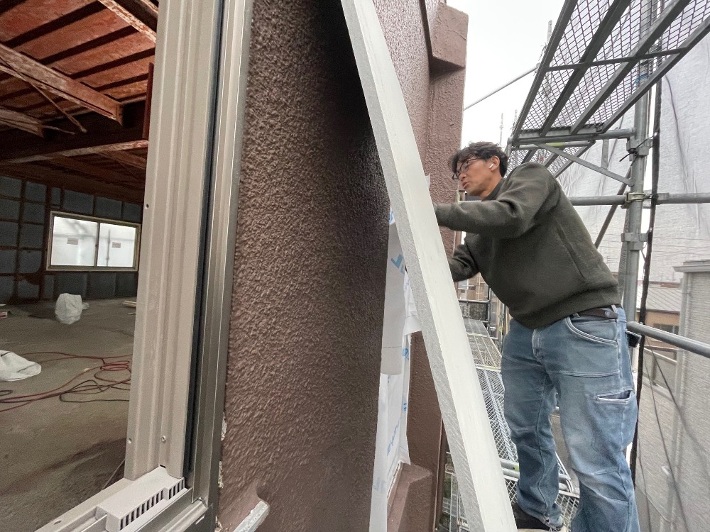 サイディング施工中