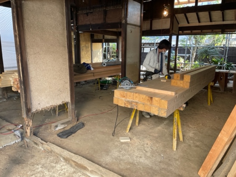 ねがらみ施工中（寺西）