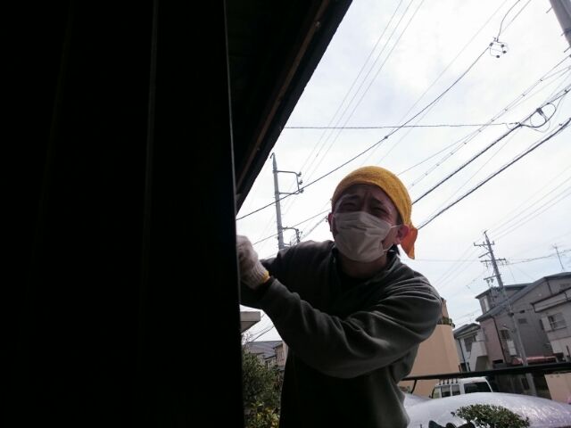 解体の粉で目がシパシパのあらちゃん。