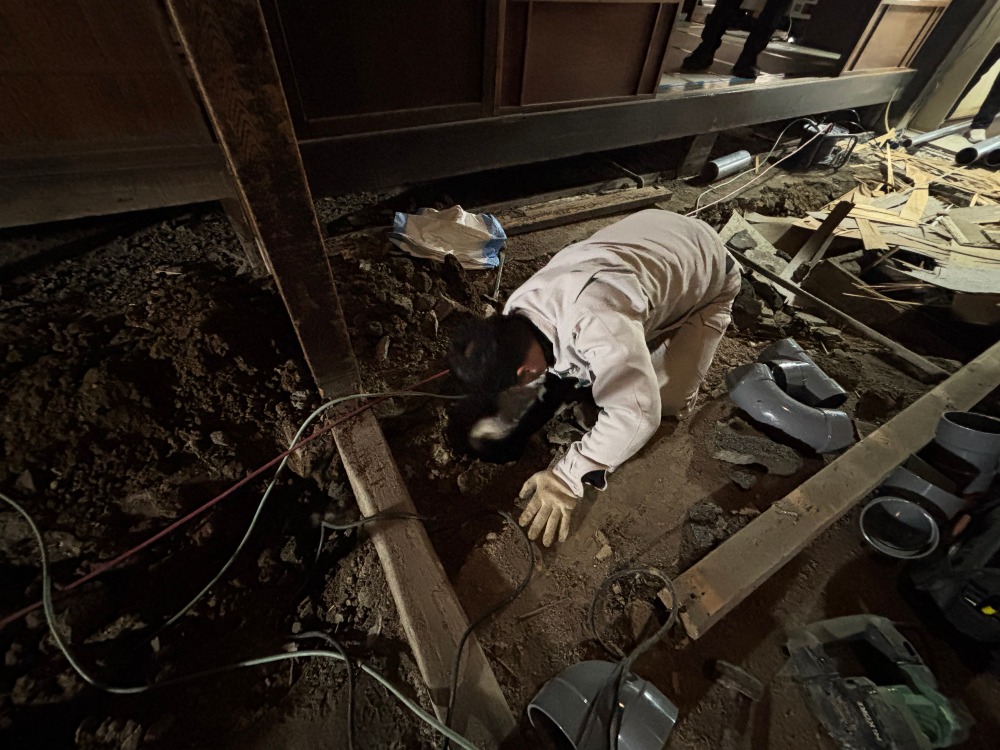 基礎工事前の配管工事