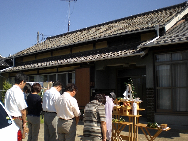 愛知県岡崎市　無垢材/自然素材の材料を使った古民家再生現場　お祓い